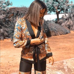 ZARA MATCHING PAISLEY PRINTED BLAZER JACKET & PANT